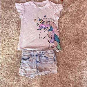 Kids blue jeans shorts and shirt